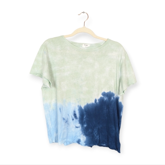 Re/Done Blue Mint Tie Dye Classic Cotton Roll Hem Tee Size M - Picture 1 of 7